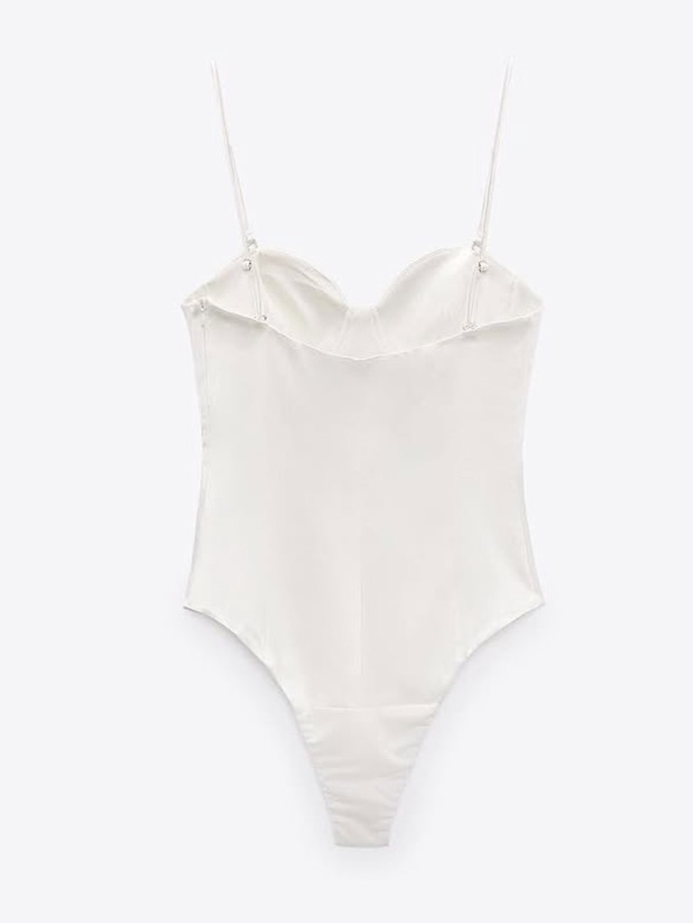 Zara Satin Effect Bustier Bodysuit White Ivory - Picture 13 of 16